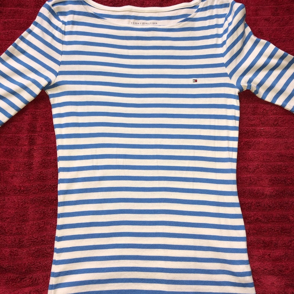 Blue & White Stripped Tommy Hilfiger shirt✨